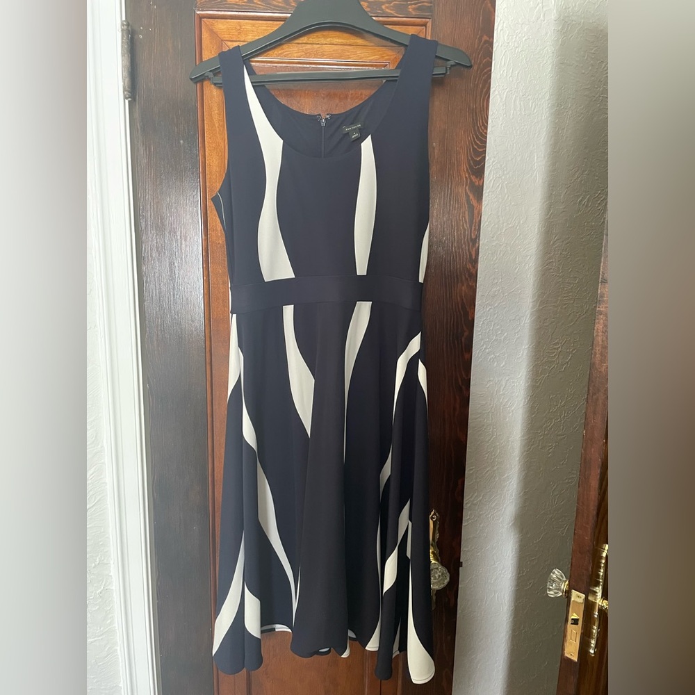 Ann Taylor Navy and White Dress